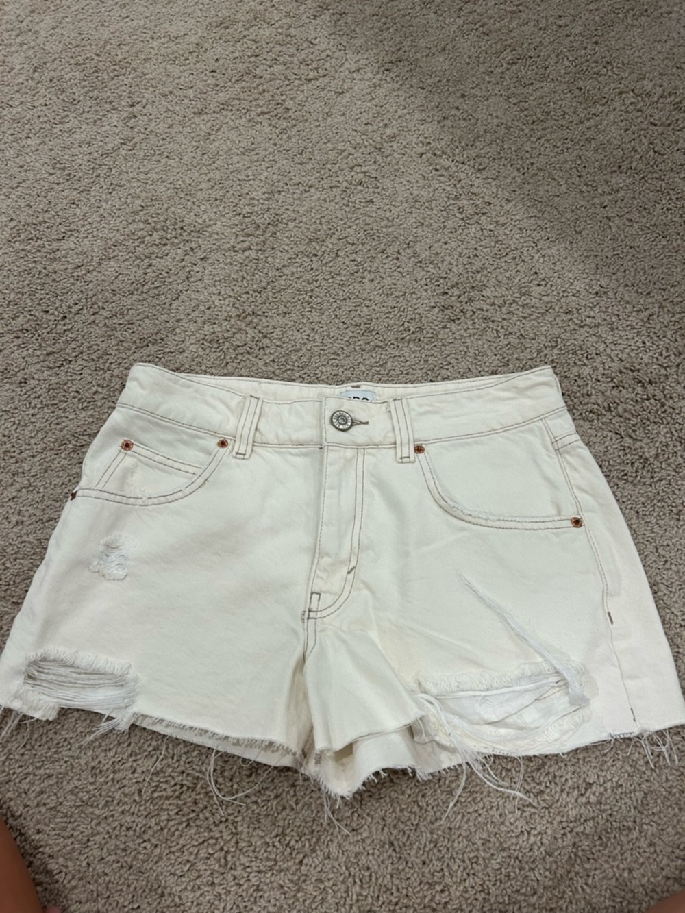 BDG Women’s White Distressed Denim Shorts - Casual Summer Staple